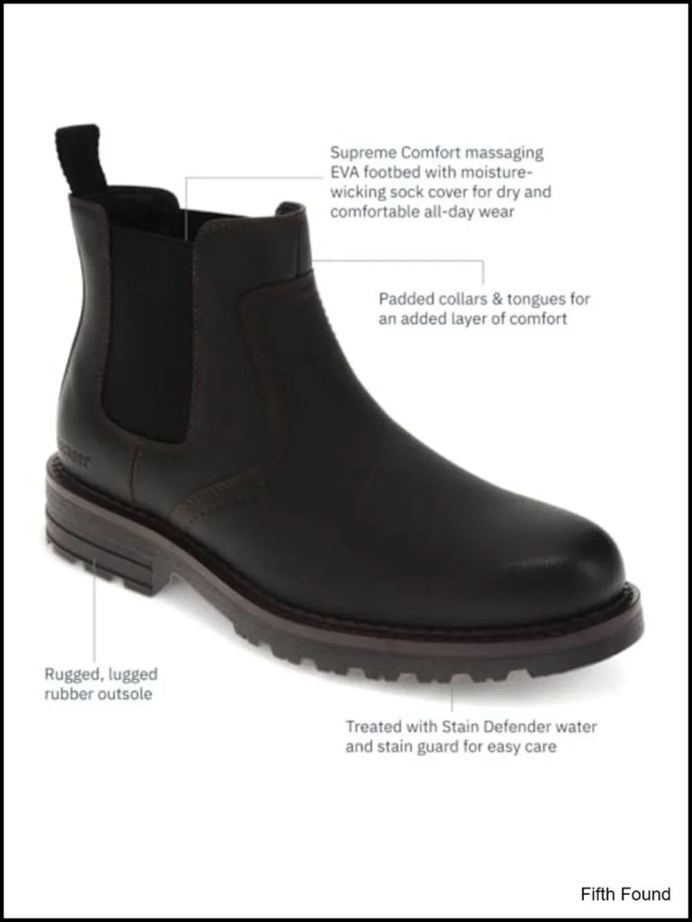 Men's Chelsea Boots with EVA Footbed, Lugged TPR Outsole, Pull-On